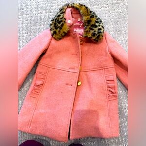 J.Crew crewcuts girls jacket with detachable leopard collar. Size 2.